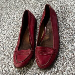Also red leather loafer flats